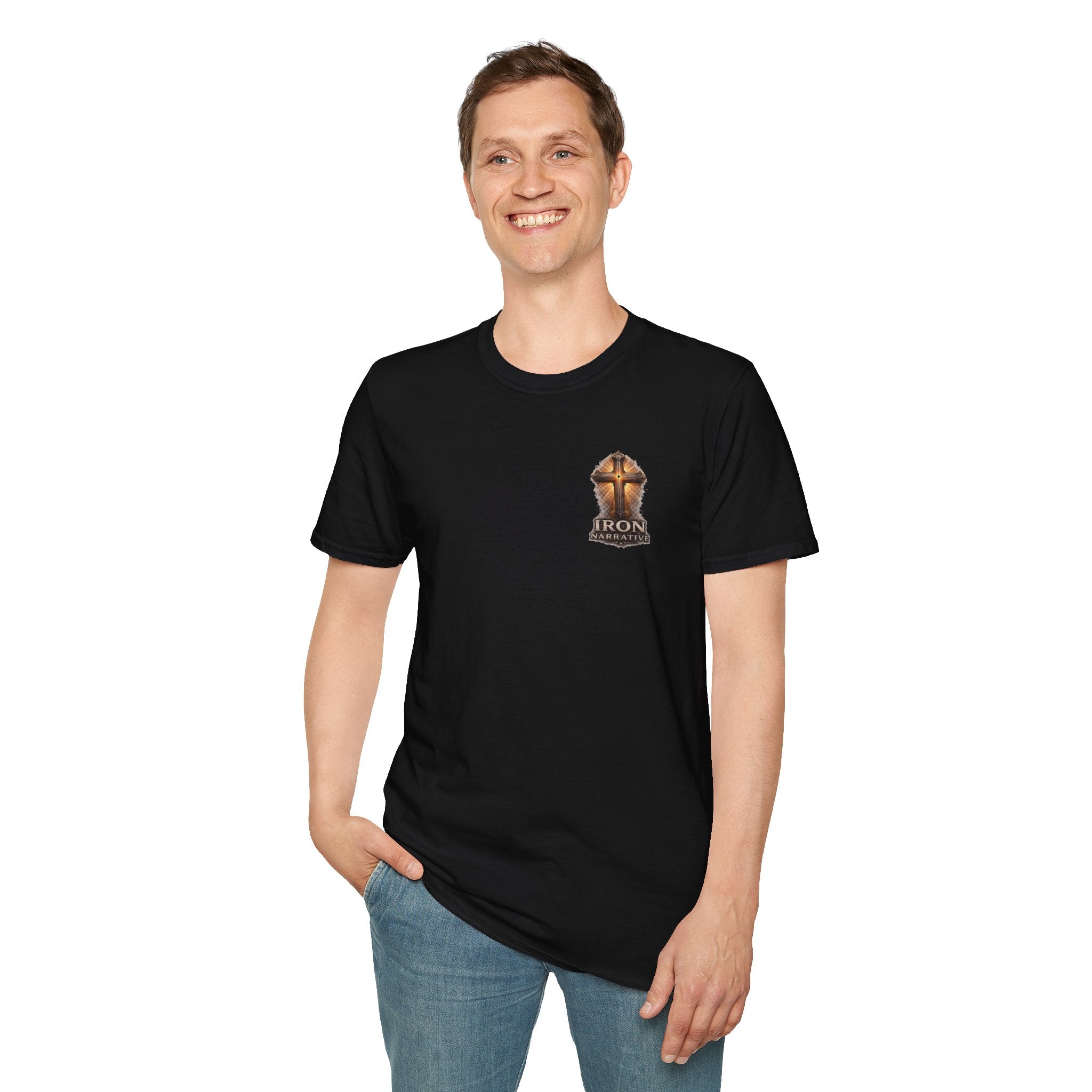 Forged by Faith Knight T‑Shirt — Christian Crusader Armor Design