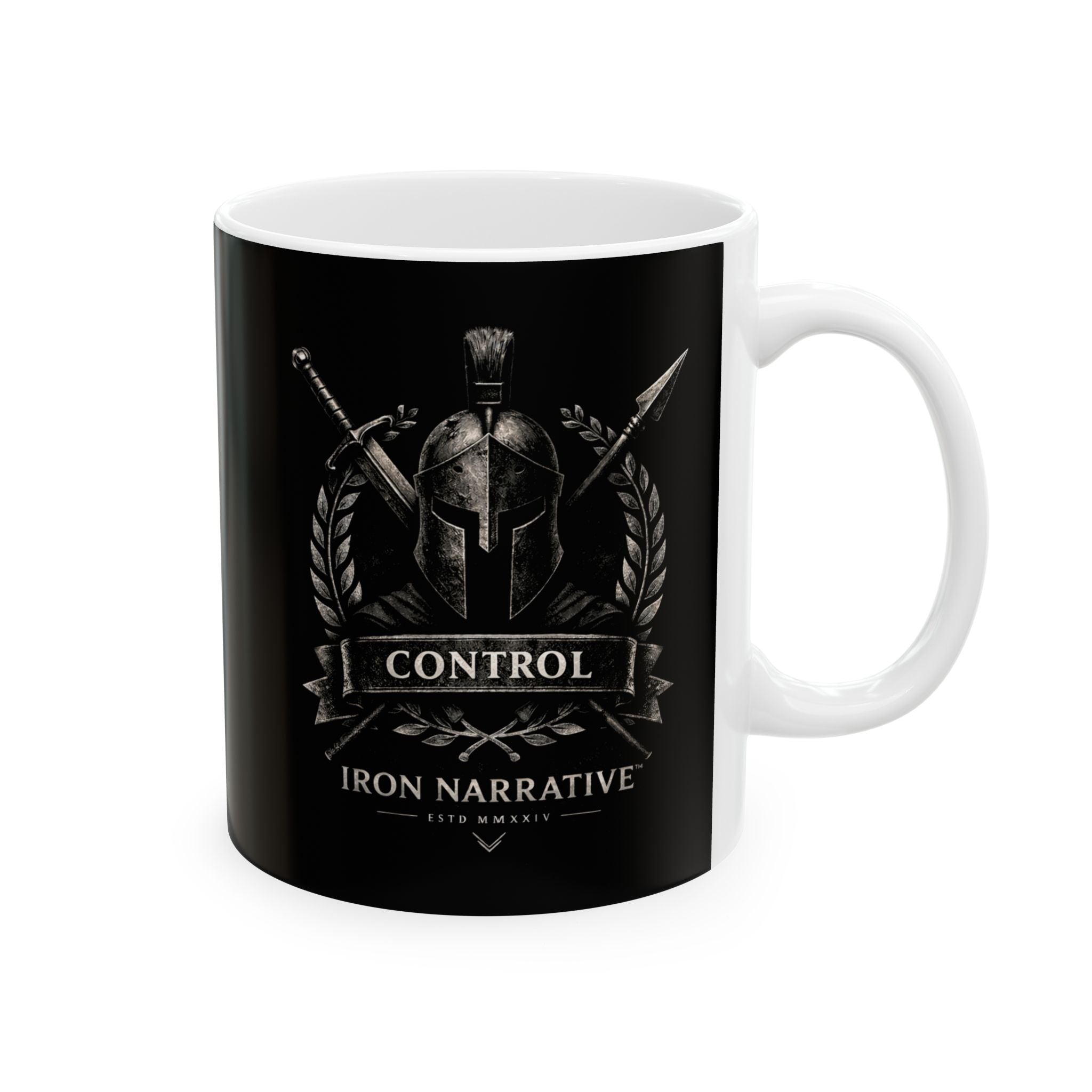 Dark Minimalist Laurel & Arrow Control Coffee Cup (11oz/15oz)