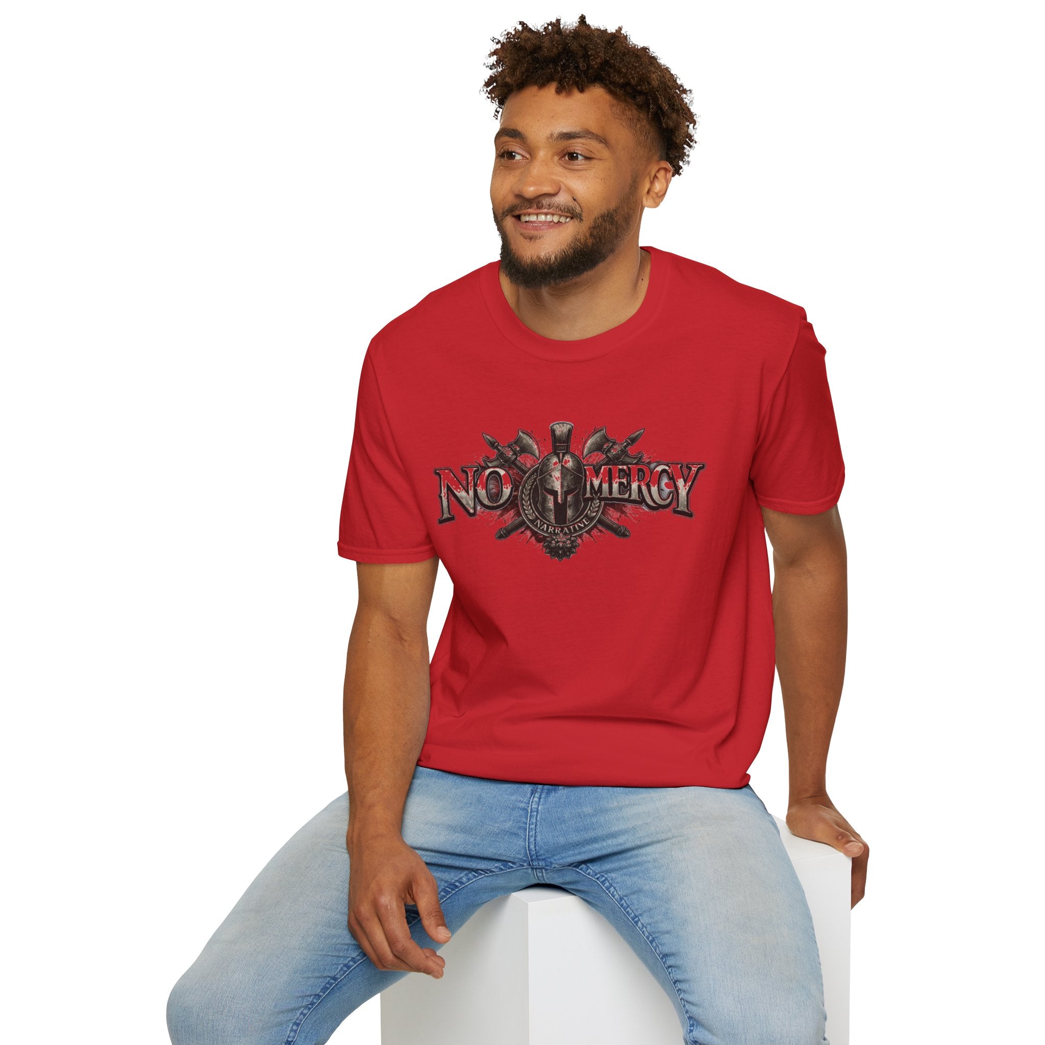 No Mercy T-Shirt — Gothic Skull & Shield Graphic Tee for Bikers & Heavy Metal Fans