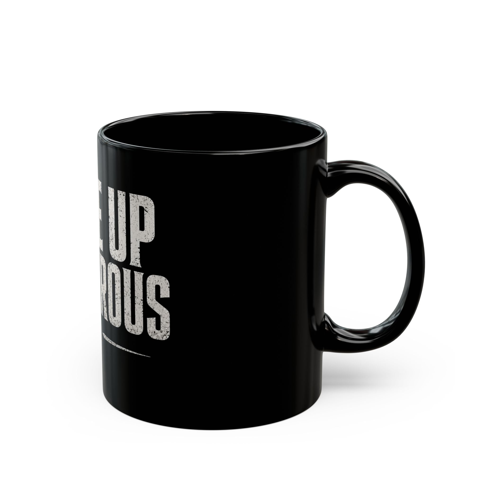 Wake Up Dangerous Black Mug – Bold Spartan Coffee Cup (11oz & 15oz)
