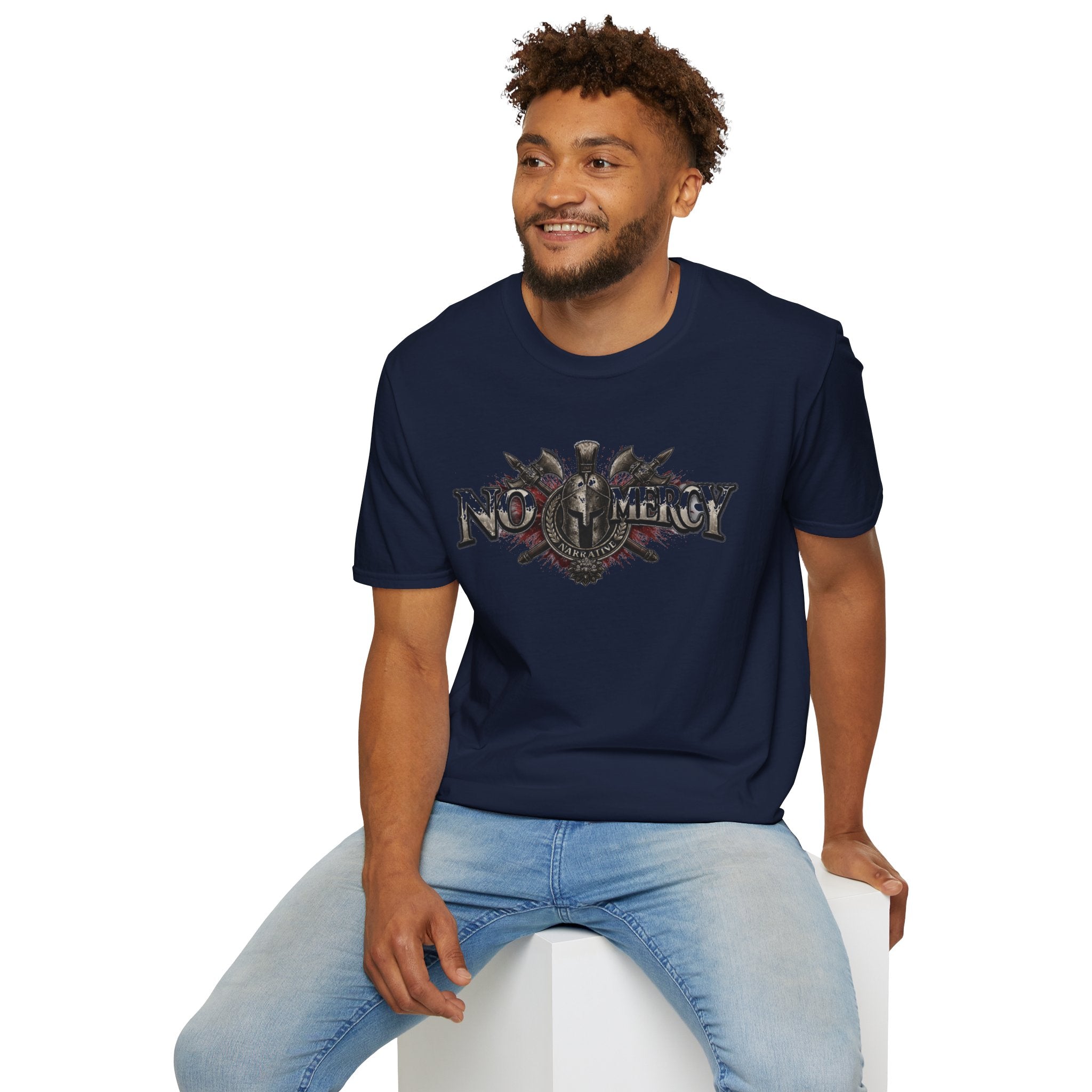 No Mercy T-Shirt — Gothic Skull & Shield Graphic Tee for Bikers & Heavy Metal Fans