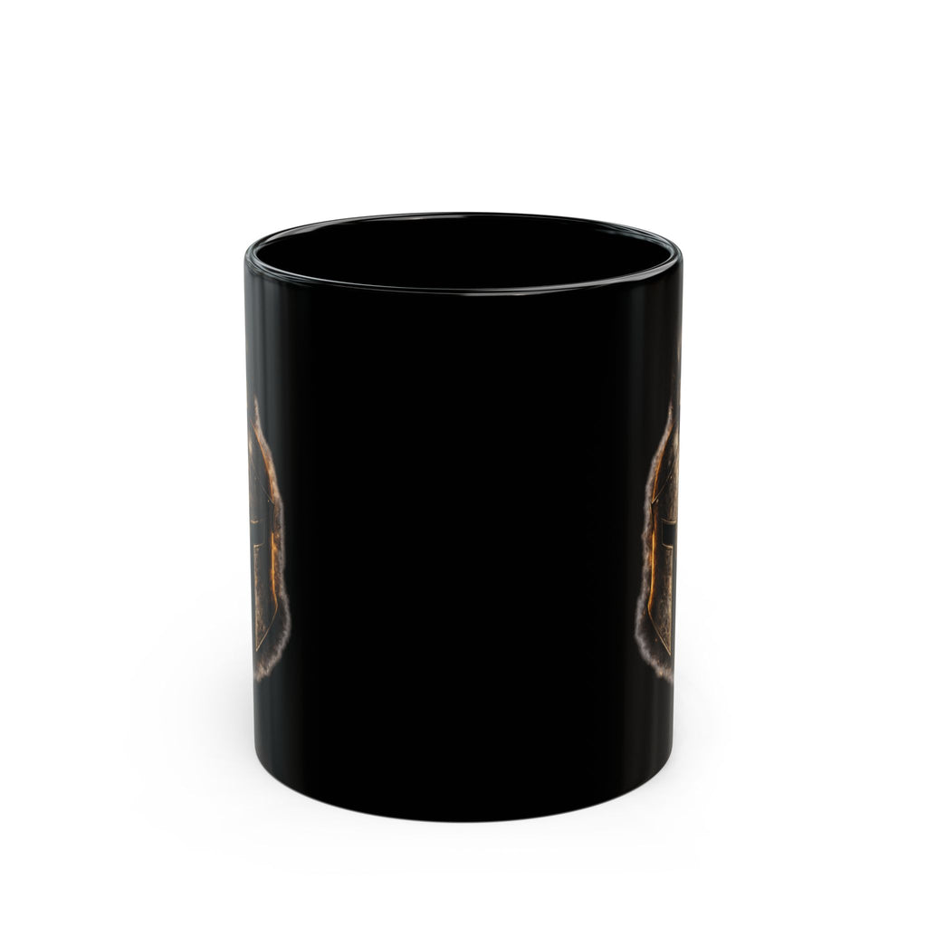 Spartan Helmet Black Mug — Rustic Warrior Coffee Cup (11oz, 15oz)