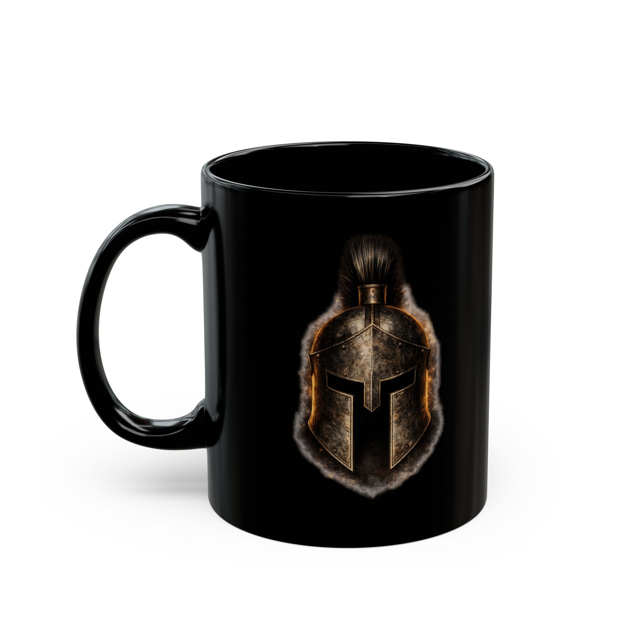 Spartan Helmet Black Mug — Rustic Warrior Coffee Cup (11oz, 15oz)