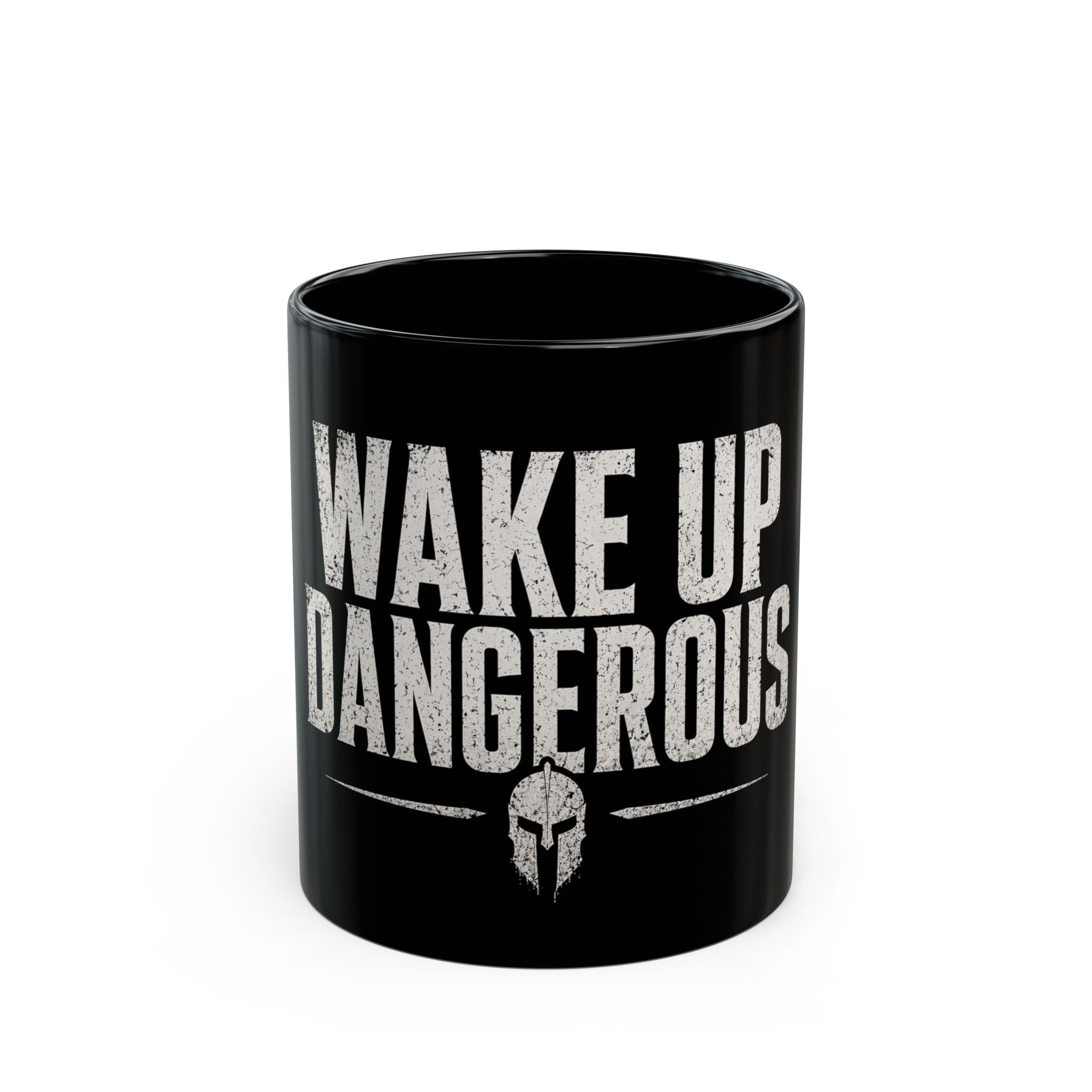 Wake Up Dangerous Black Mug – Bold Spartan Coffee Cup (11oz & 15oz)