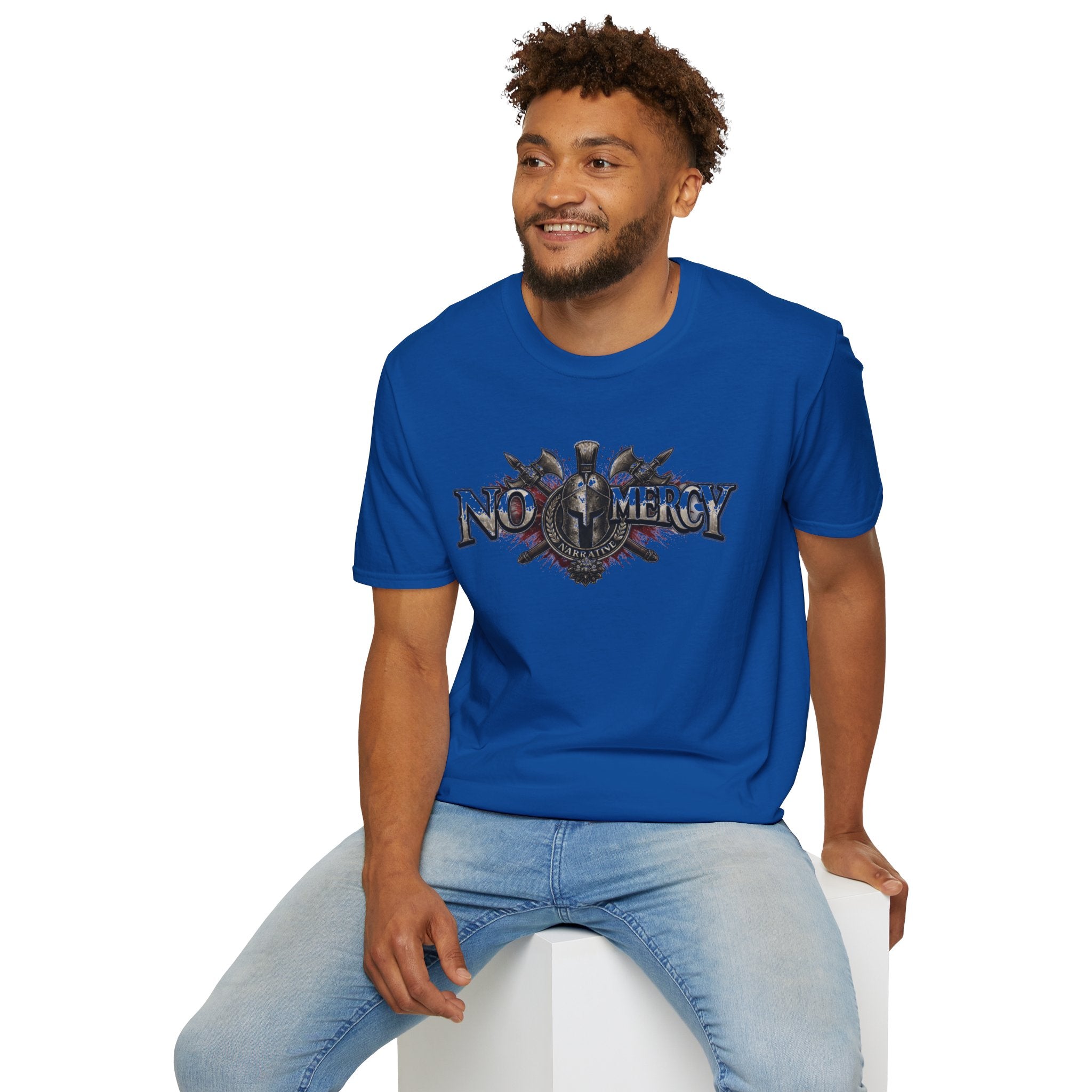 No Mercy T-Shirt — Gothic Skull & Shield Graphic Tee for Bikers & Heavy Metal Fans