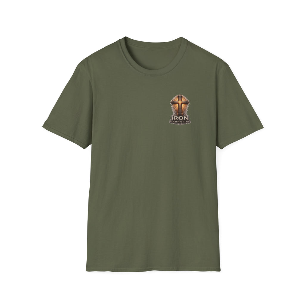 Forged by Faith Knight T‑Shirt — Christian Crusader Armor Design