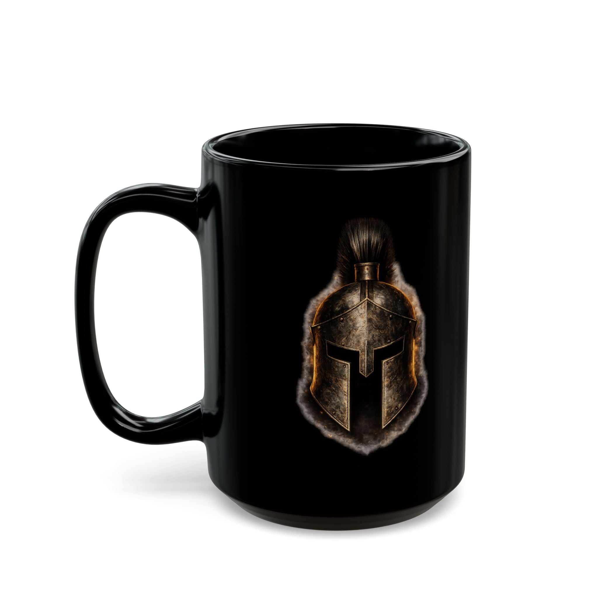 Spartan Helmet Black Mug — Rustic Warrior Coffee Cup (11oz, 15oz)